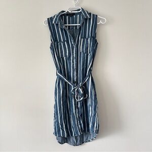 Velvet heart blue and white Striped Sleeveless Denim Dress size xs
